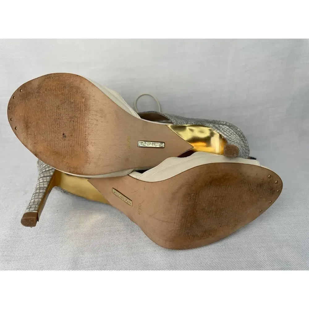 Louise Et Cie High Heels Womens 9M Sandals Beige Strappy Open Toe Stilettoes